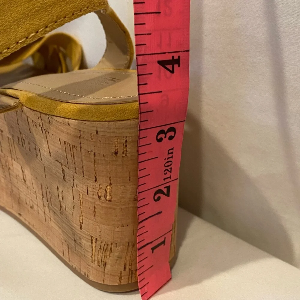💛 H&M Yellow Cork Platform Wedge Sandals 💛 Size 7 - NEW - Picture 6 of 7